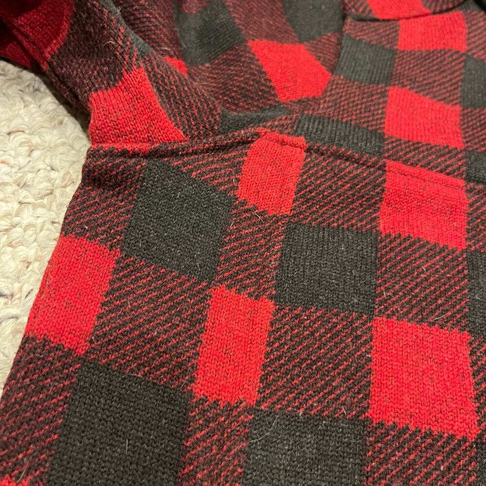 LL Bean Sweater Fleece Pullover M Buffalo Plaid Preppy Fall Cozy Casual Outdoor - Picture 4 of 5